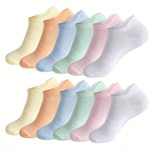 TieaTize 12 Pairs Ankle Socks for Women, Athletic Running Socks Cotton Breathable Soft Thin Stretchy, Anti-blister Thick Cushioned Wicking Odor Resist Sports Low Cut Socks with Tab