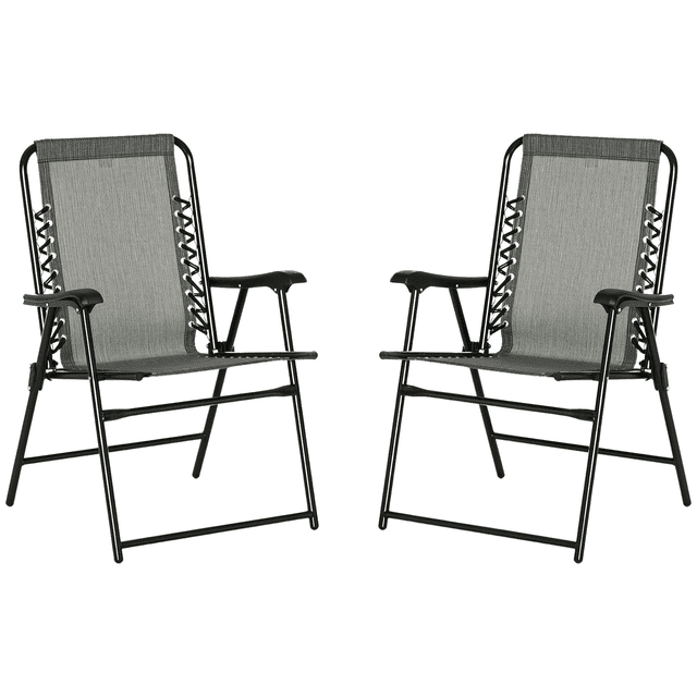 Outsunny Set of 2 Patio Folding Patio Chairs, Outdoor Camping Chairs, Grey