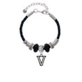 thumbnail image 2 of Delight Jewelry Black Nickeltone Crystal Initial - V - Beaded Border - Sister Celtic Knot Leather Bead Bracelet, 7"+2" Extender, 2 of 4