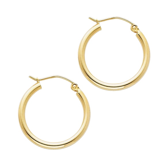 14k Yellow Gold High Polish Hoop Hinge Clasp Minimalist Plain Earrings Jewelry Female Unisex