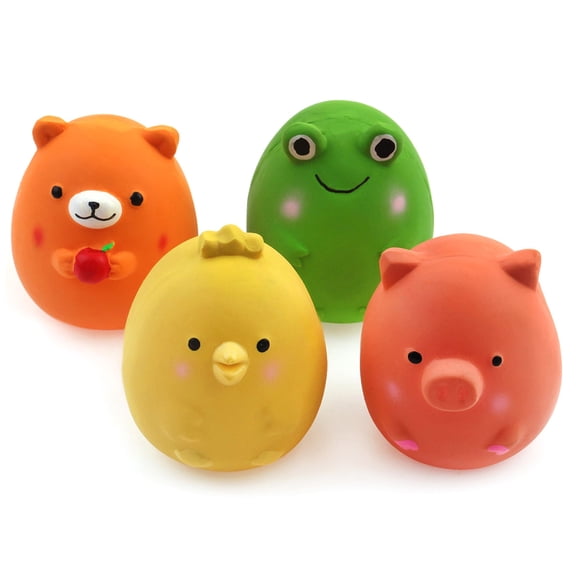 Chiwava Squeak Latex Puppy Toy Funny Animal Sets Pet Interactive Play for Small Dog Assorted Color 4 Pack 2.4''
