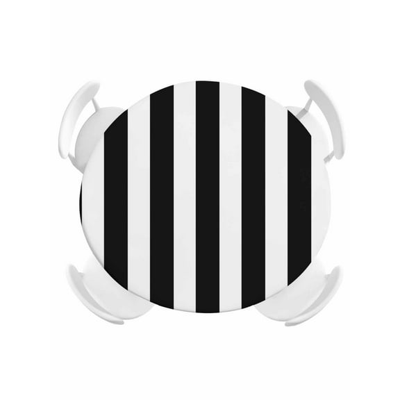 Round Tablecloth Black and White Striped Pattern Elastic Edge Fitted Minimalist Plastic Table Cover,Waterproof Oil Proof for Dinner,Outdoor, Picnic, 55"- 60" DIA Tables