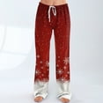 thumbnail image 7 of Women's Fashion Loose Casual Christmas Snowman Print Pants with Drawstring Elastic Waist, Comfortable Sleepwear and Loungewear Trousers for Home,Red,2XL, 7 of 7