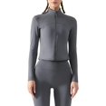 thumbnail image 2 of Chaqueta de entrenamiento con media cremallera y tops de yoga de forro polar cálido para mujer, 2 of 4