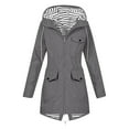 thumbnail image 2 of HWRETIE Hiking Jacket,Women's Outdoor Waterproof Hooded Jacket with Pockets,Windproof Assault Style Long Sleeve Jacket for Travel,Hiking,and Casual Activities Dark Gray, 2 of 8