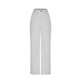 thumbnail image 5 of Women's Linen Boho Pants Wide Leg Casual Palazzo Button High Waist Business Lounge Trendy Trouser with Pockets (S, Gray), 5 of 7