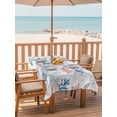 thumbnail image 3 of Rectangle Outdoor Tablecloth With Umbrella Hole And Zipper– Coastal Nautical Waterproof Patio Table Cover for Party, Picnic, Backyard, 60"x102" , Ocean Coral Shell Pattern Blue Aqua, 3 of 8