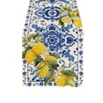 thumbnail image 2 of PoyoKee Table Runner, Mediterranean Lemon Print Table Cloth, Blue Tile Tablecloth Party Decorations for Kitchen and Dining, Home Decor, 72 x 13 inch, 2 of 6