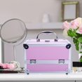 thumbnail image 3 of Aluminum Makeup Train Case Jewelry Box Cosmetic Organizer Stand with Mirror, 3 of 9