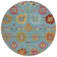 thumbnail image 2 of Addison Rugs Chantille Indoor/Outdoor Transitional Damask Teal Machine Washable Round Rug, 8' x 8', 2 of 8