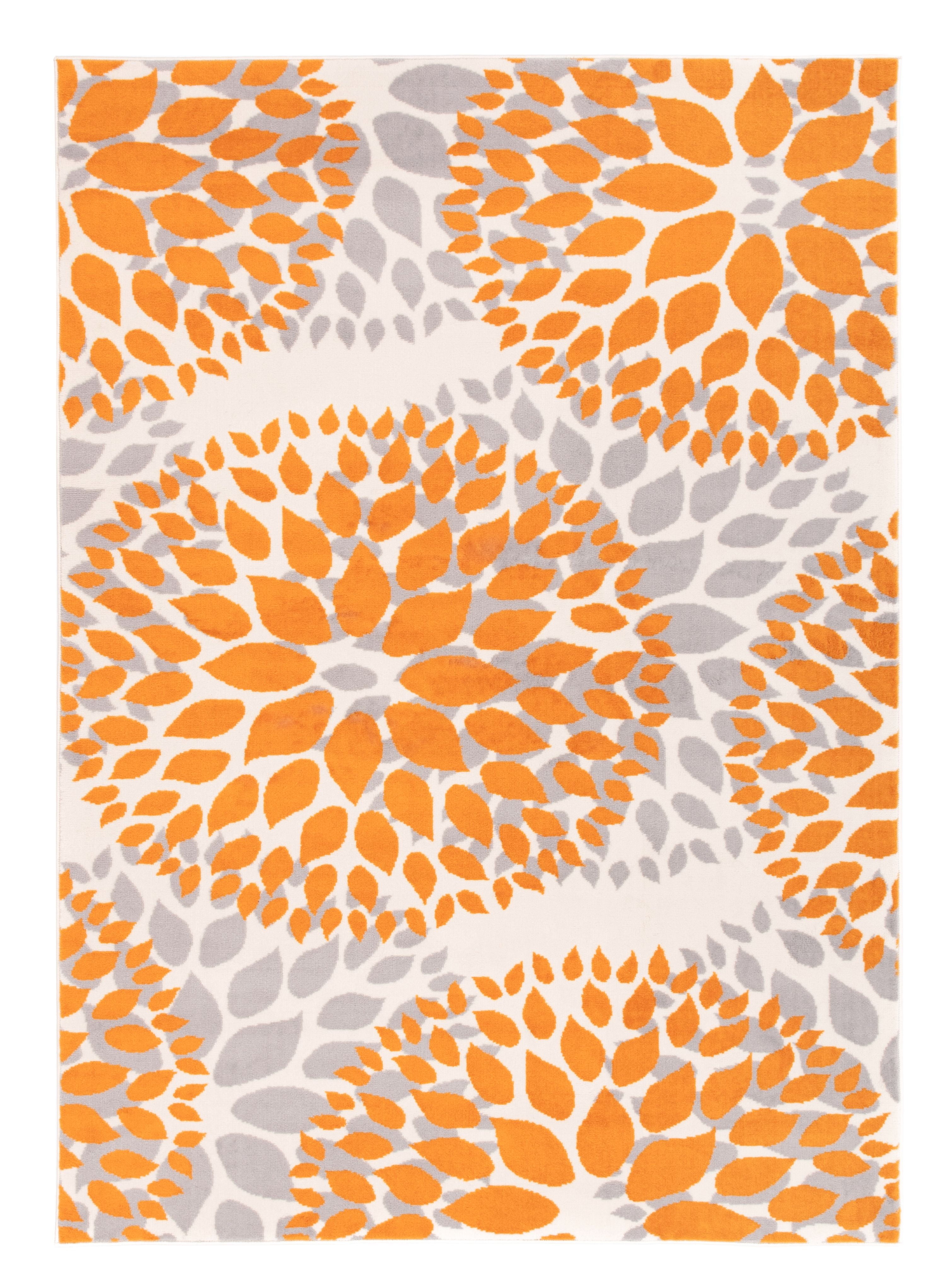 Modern Floral Circles Orange 7'6"x9'5" Area Rug