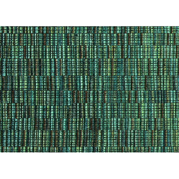 Ahgly Company Indoor Rectangle Abstract Turquoise Blue Modern Area Rugs, 7' x 9'
