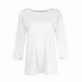 thumbnail image 5 of Womens Tops 3/4 Length Sleeves，Women'S Casual 3/4 Sleeve T-Shirts Round Neck Cute Tunic Tops Basic Tees Blouses Loose Fit Pullover Shirt，White，Xl, 5 of 7