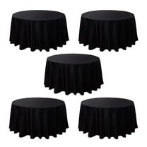 Black Round Polyester Tablecloth 190gsm 132" - 5-Pack by Chivari