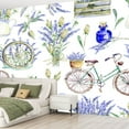 thumbnail image 2 of Peel and Stick Canvas Wallpaper Wall Mural Watercolor realistic Floral seamless pattern Provence Retro bicycle Wall Art Self Adhesive and Removable 100in x 144in, 2 of 8