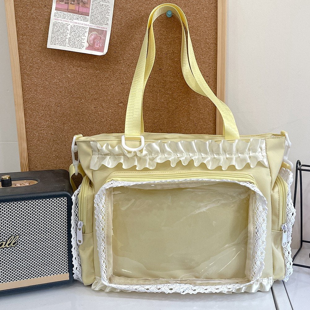 Hzzsbu Lace Bow Ita Bag Transparent Pin Display Crossbody