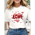 thumbnail image 1 of Valentine's Day Heart Graphic Tees Stylish Crew Neck Women Casual Round Neck Short Sleeve, 1 of 6