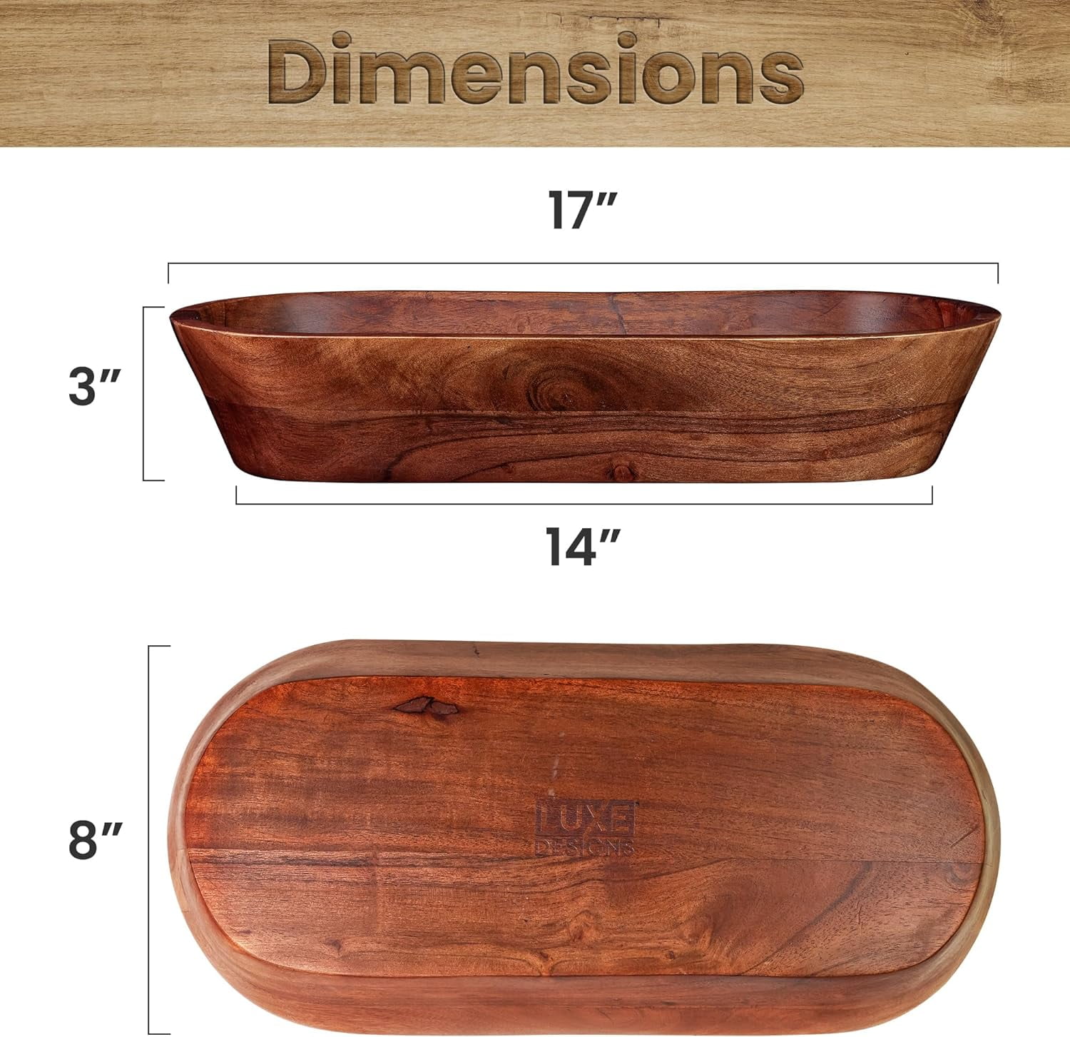 Free Shipping! Wooden Dough Bowl - Natural Acacia Wood Rustic  display picture 1