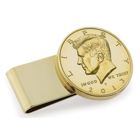 Half Dollar Money Clip - Smithsonian Institution Gold-Layered JFK Half Dollar Stainless Steel Goldtone Coin Money Clip