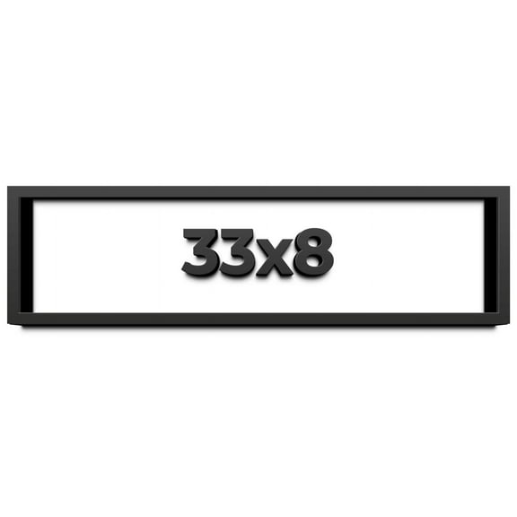 33x8 Shadow Box Frame Black | 2 Inches Deep Real Wood Contemporary Shadowbox Display Frame | UV