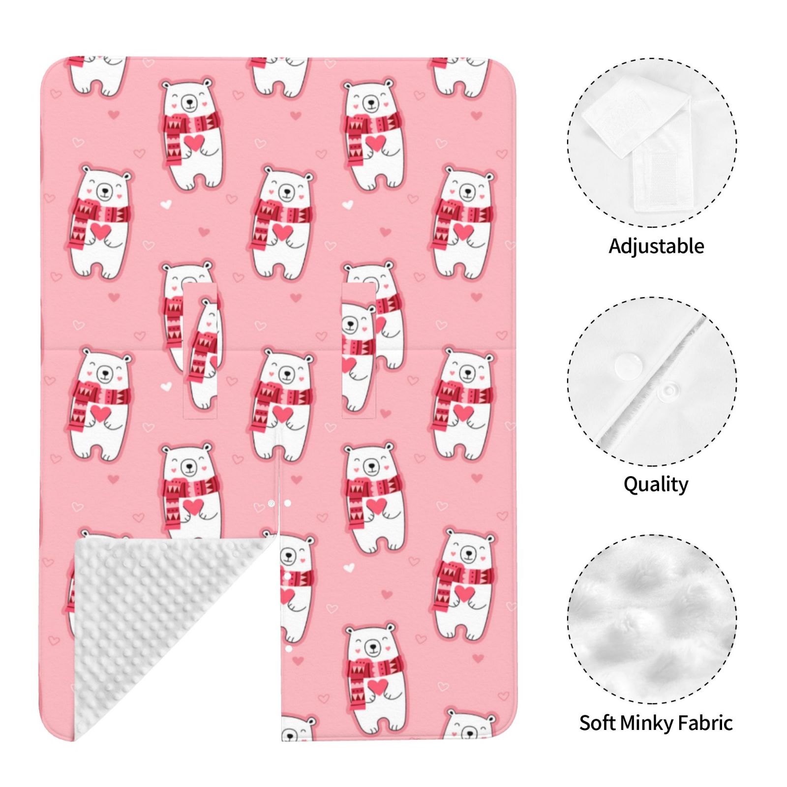 Car Seat Cover Baby - pink Scarf bear Breathable Infant Car Seat Cover for Baby Carseat, Lightweight Comfort Baby Essentials Must Haves Newborn Stuff for Girl Boy
