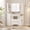 White, variant on Corner Vanity Desk with LED Mirror and Lights, Multiple Storage Drawers and Open Shelf, Space-Saving L-Shaped Design, Sturdy MDF Construction, Easy Assembly,Black