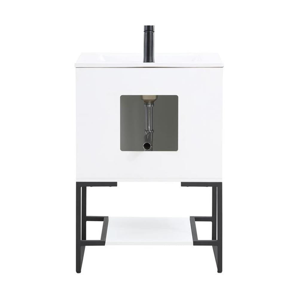 Manhattan Comfort Scarsdale Metal Bathroom Vanity Sink in White/Black