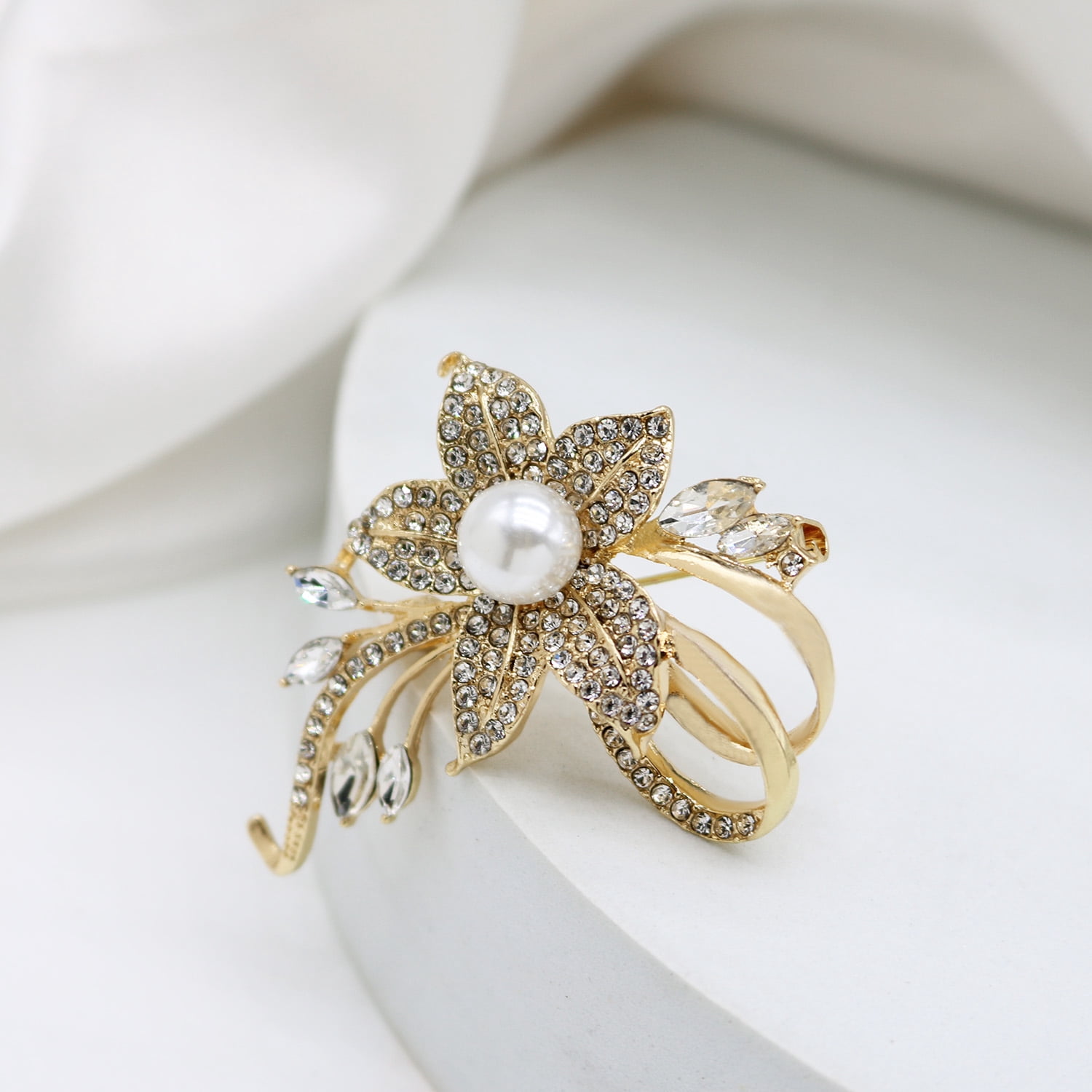 Elegant Gold and Silver Floral Brooch Set Antique flower brooch crafted in silver and gold plated, set  main image 4