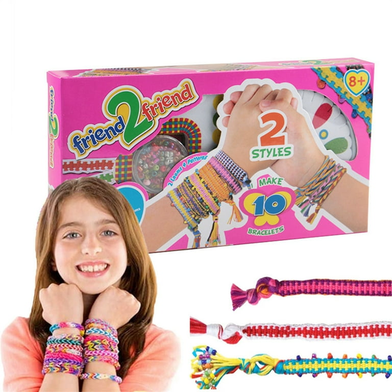 Friendship Bracelet Making Kit For Kids Gift,DIY Girls Beaded Braided Rope  Colorful Bracelet Making Set 