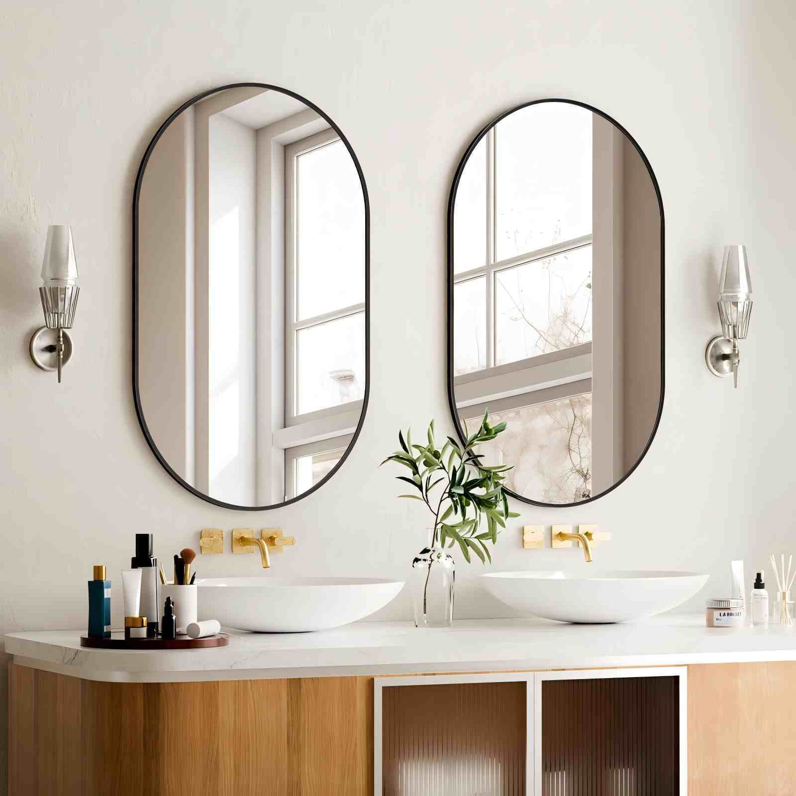 Lumora 22"x38" Oval Bathroom Mirror Wall mounted Mirror,Black