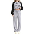 thumbnail image 2 of LEWKW Womens Novelty Tracksuit Sets Letter Print Crop Sweatshirt & Sweatpants Outfits Funny Graphic Slogan Casual Warm Fleece Matching Sweatsuits, 2 of 4