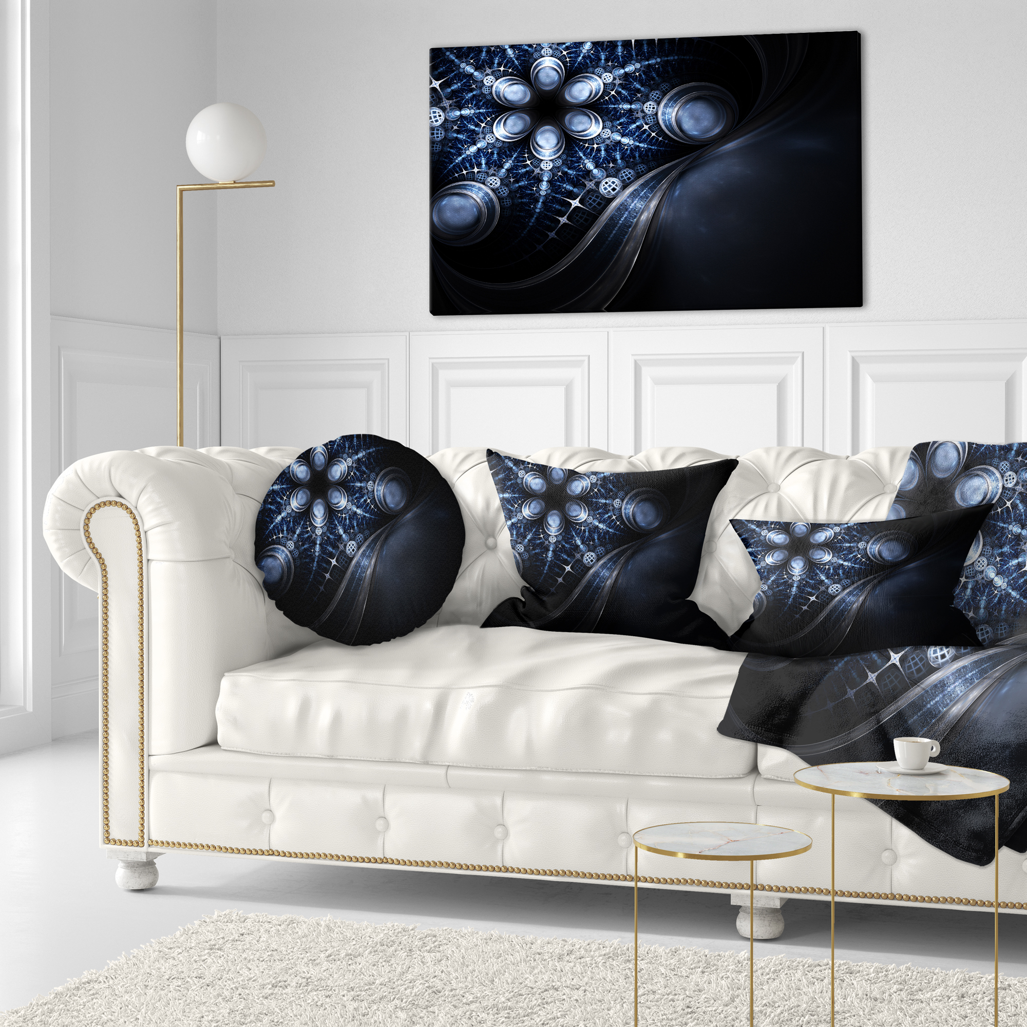 Designart 12" x 20" Blue Polyester Throw Pillow