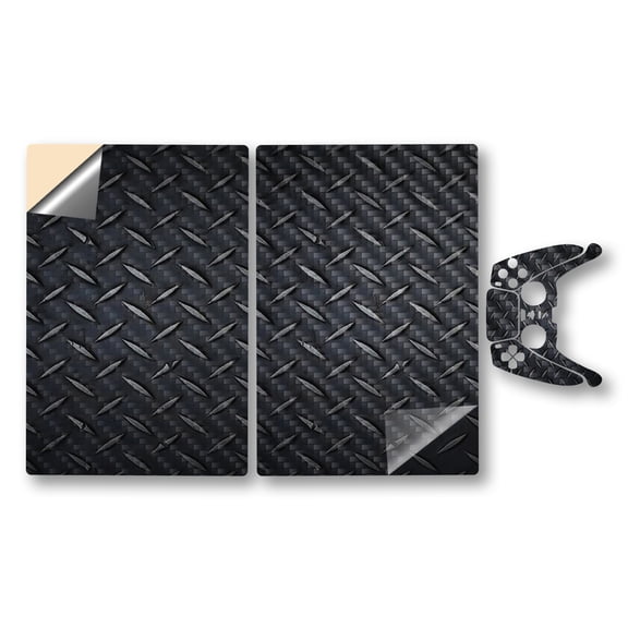 MightySkins Carbon Fiber Skin Compatible With Playstation 5 Slim Digital Edition Bundle - Black Diamond Plate | Protective, Durable Textured Carbon Fiber Finish | Easy To Apply & Change
