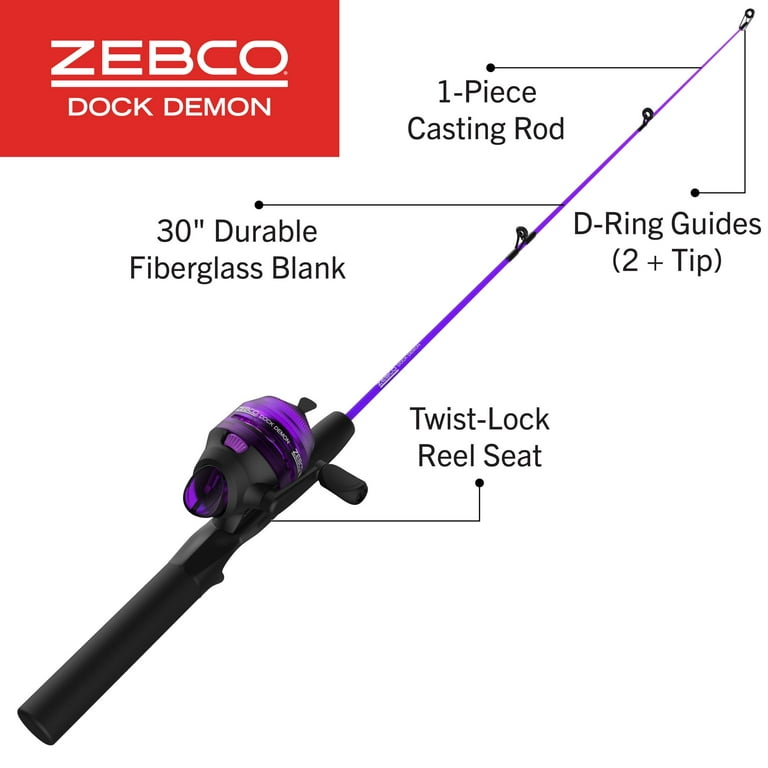 Zebco Dock Demon Spincast Reel and Fishing Rod Combo, 30 Zebco Dock Demon Spincast Reel and Fishing Rod Combo, 30