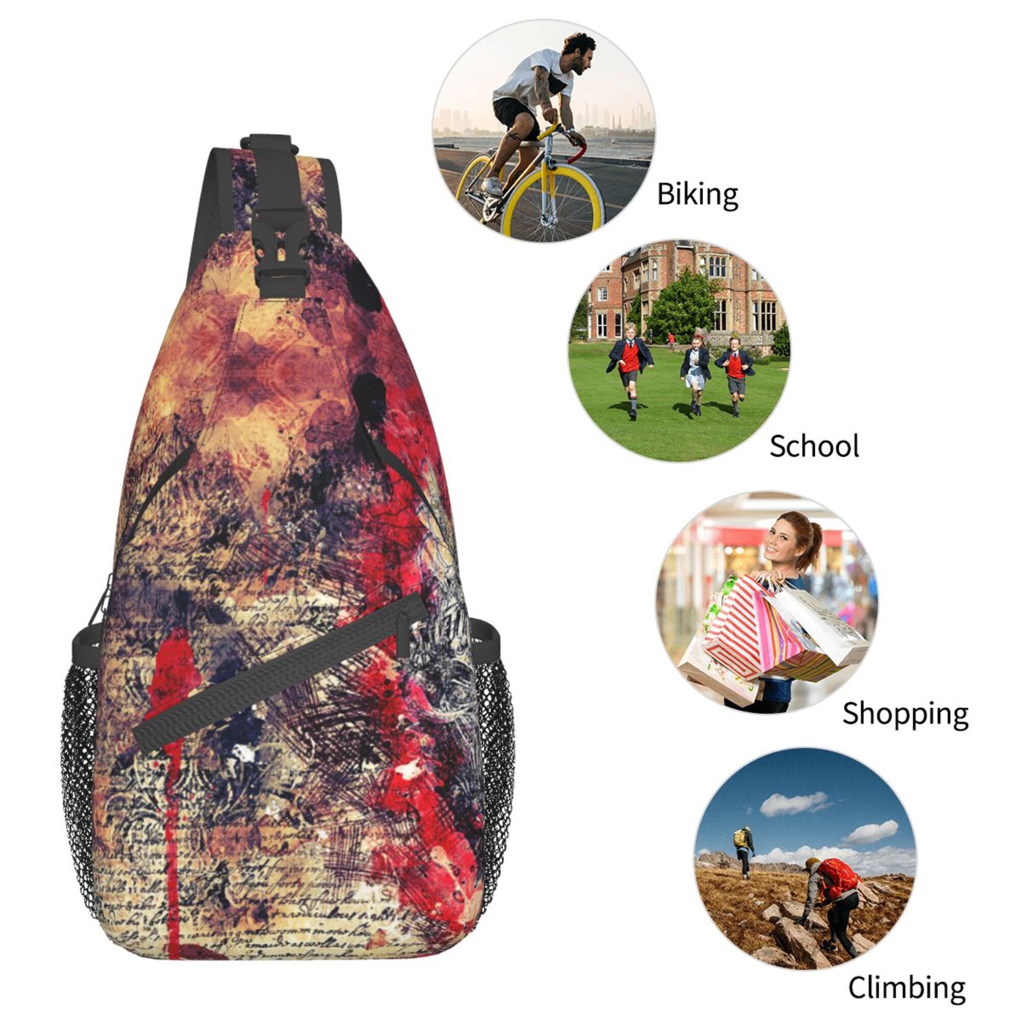 High School Students sling bag casual bag Men Allover Print