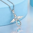 thumbnail image 4 of FJ Guardian Angel Necklace for Women 925 Sterling Silver Aquamarine Pendant March Birthstone Jewelry Gifts for Mom Wife Daughter, 4 of 8