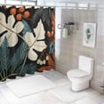 thumbnail image 7 of Chilfamy Fine Foliage Lace Pretty Shower Curtain Set with Hooks, 100% Polyester Fiber Bathroom Decor, Sustainable Buckle Hole Top, Various Sizes 69x72, 7 of 7