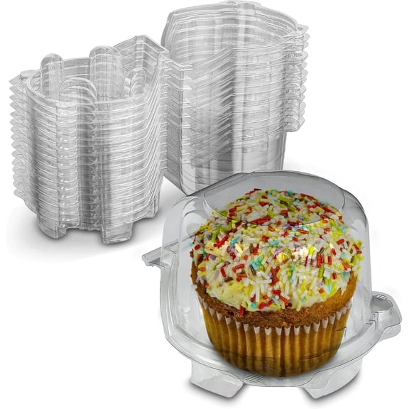 MT Products Clear PET Single Cupcake Container 4.3" x 4" x 3.12" - Individual Muffin Holder - Pack of 300