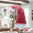 thumbnail image 4 of Zateety 6FT Hinged Fir Artificial Fir Bent Top Christmas Tree, Xmas Tree Bendable Santa Hat Style Christmas Tree Holiday Decoration,1250 Lush Branch Tips, 300 LED Lights X-mas, 4 of 9