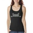 thumbnail image 1 of LA Pop Art Women's Word Art Tank Top - Peeking Cat, 1 of 2