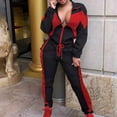 thumbnail image 3 of Aqestyerly Ensembles Lounge pour Femmes Manches Longues Mode Femmes Col Rabattu Décontracté Couleur Unie Chandail à Manches Longues + Ensemble Pantalon, 3 of 7