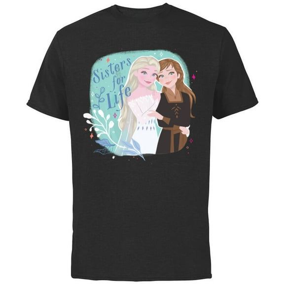 Disney Frozen Elsa and Anna Sisters for Life - Short Sleeve Cotton T-Shirt for Adults - Customized-Black