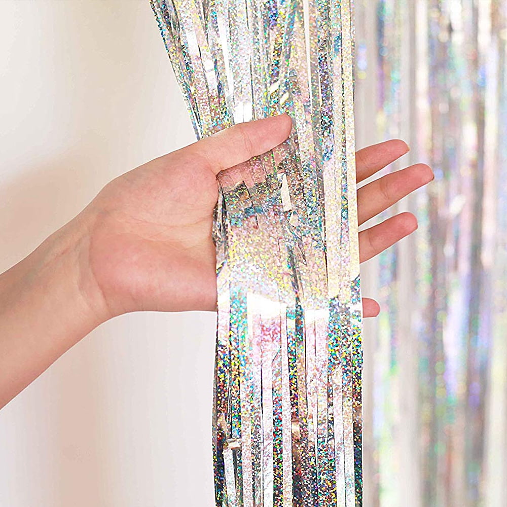 Metallic Foil Fringe Curtains Tinsel Curtain Photo Backdrop Birthday ...