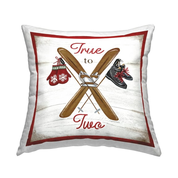 Stupell Industries True To Two Skiing Decorative Printed Throw Pillow, 18 x 18