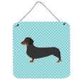 thumbnail image 1 of Dachshund Checkerboard Blue Wall or Door Hanging Prints, 1 of 1