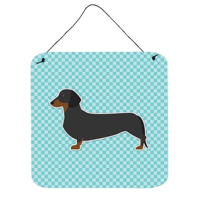 Dachshund Checkerboard Blue Wall or Door Hanging Prints