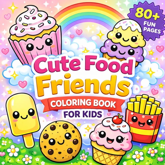 Libro para colorear de simpáticos amigos de comida para niños de 4 a 8 años
