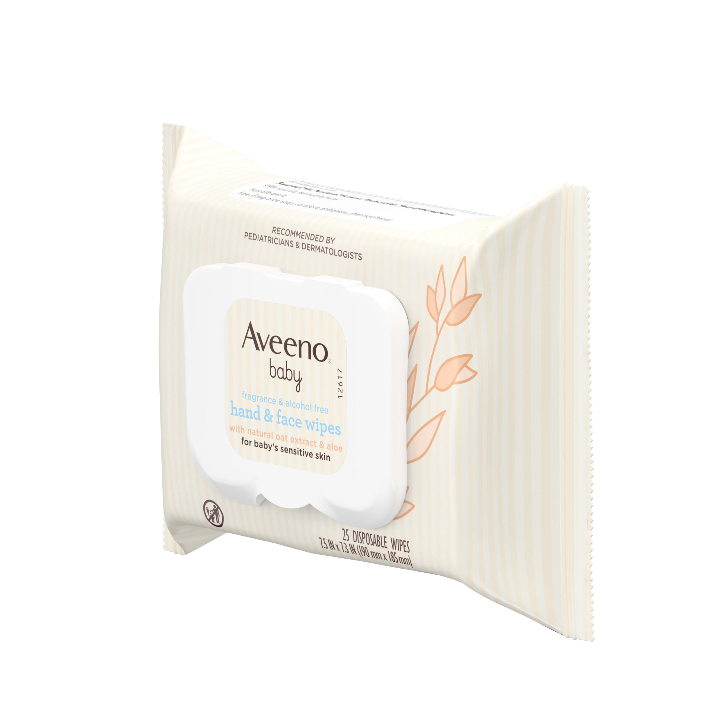 aveeno hand & face baby wipes with oat extract 25 ea