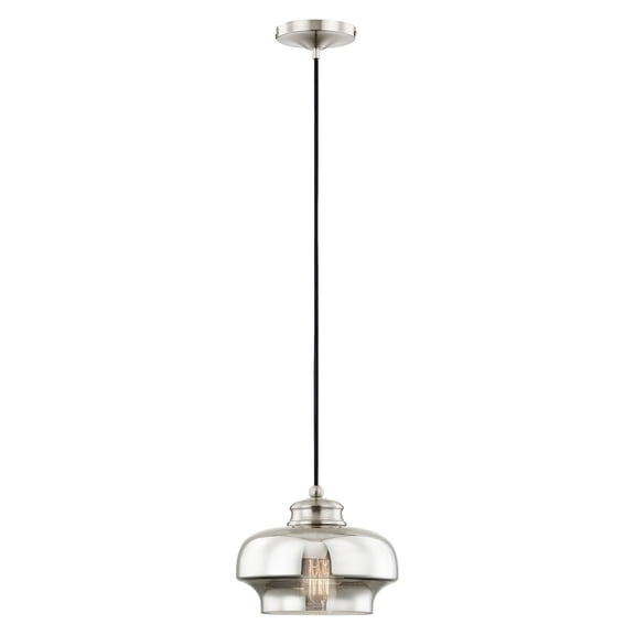 40607-91 Livex Lighting Art Glass - 1 Light Mini Pendant in Coastal Style - 9.25 Inches wide by 9 Inches high-Brushed Nickel Finish    -Traditional