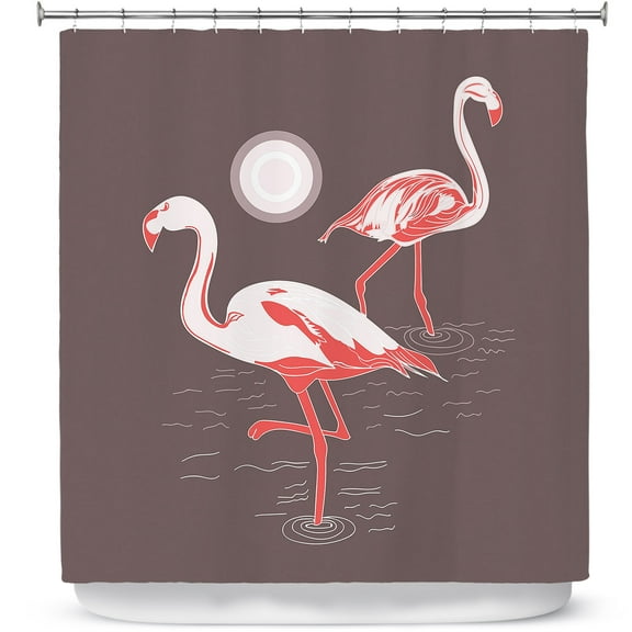 Shower Curtains 70" x 73" from DiaNoche Designs by Yasmin Dadabhoy - Flamingo 1 Brown